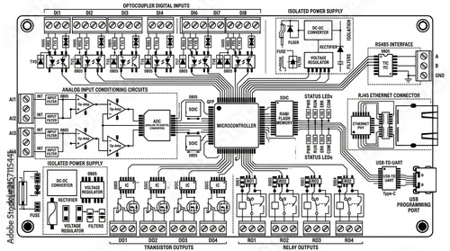 Canvastavla Technical electronic circuit board schematic diagram