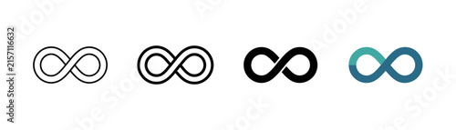 Fotografía Infinity symbol icon set representing endlessness, continuity, eternity, connection, balance, unlimited possibilities, and cycles