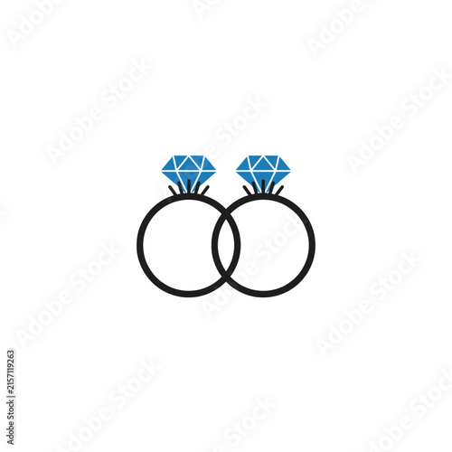 Interlocking Diamond Wedding Rings Love and Marriage Icon