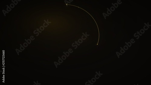 Warm Glowing Wire Loop. Elegant Minimalist Curved Line. Soft Light Circular Shape on Dark Black Background. Luxury Gold Accent Motion for Creative Projects.