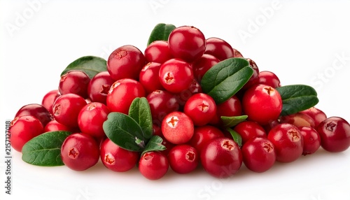 lingonberries cowberries foxberries isolated on the white background