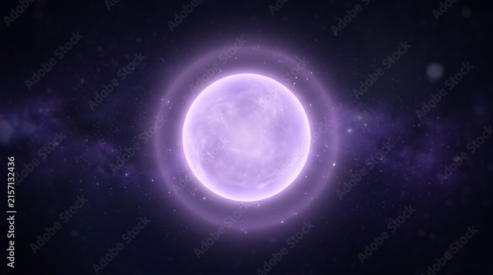 Fototapeta premium Lavender glowing orb with a soft halo ring in deep space