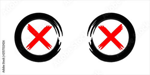 Vector Hand Drawn Check Mark And Cross Mark In Grunge Style