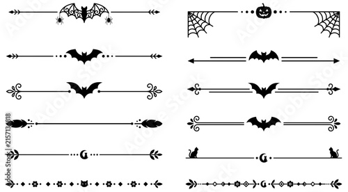 Bild auf Leinwand Halloween bat and spider web horizontal dividers for spooky event flyer header designs