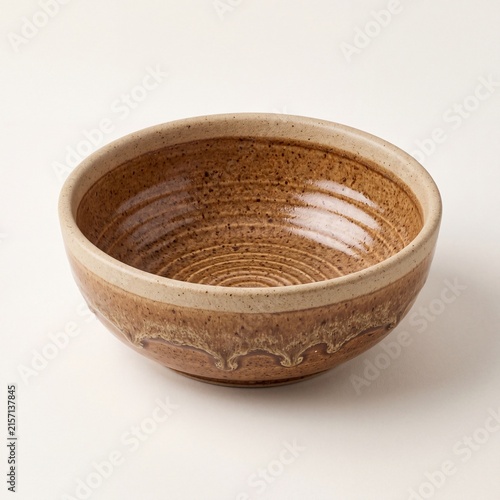 Rustic stoneware bowl with speckled glaze and visible throwing rings