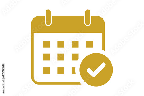 Принти на полотні Yellow Calendar Checkmark Icon for Confirmed Event isolated on transparent backg