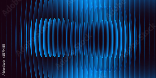 Cyan blue neon ribbed glass 3D render, abstract glowing line refraction wave, futuristic vertical stripes pattern, dynamic digital tech graphic.