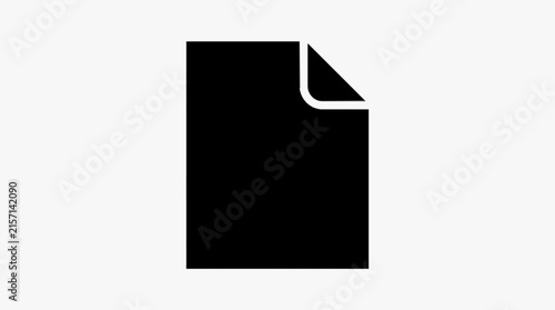Black Document File Icon with Folded Corner, Blank Paper Page Symbol and Simple Minimal Vector Graphic