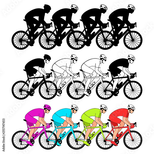 set of bicycles silhouettes