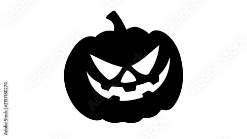 Scary jack o lantern pumpkin silhouette icon isolated on white background with silhouette halloween isolated vegetable seasonal minimalist celebration