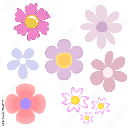 Set of cute pastel hand-drawn flower illustrations a with illustration botanical colorful collection decorative handsaw abstract backdrop wallpaper stationery as transparent PNG