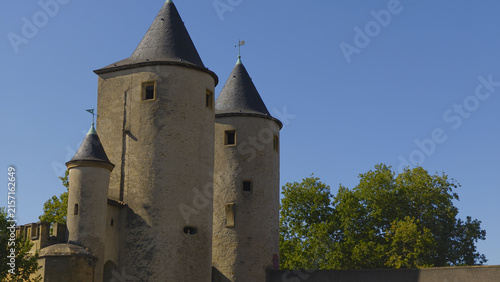 Принти на полотні Porte des Allemands, a medieval bridge castle in Metz, France, under a clear sky