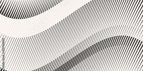 Принти на полотні Vertical black lines on white background forming wave-like interference pattern