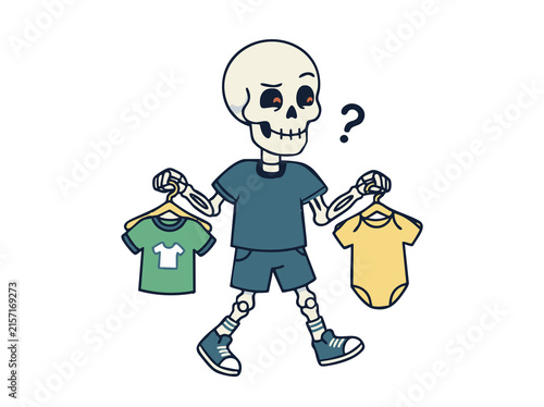 Halloween Skeleton choosing outfits