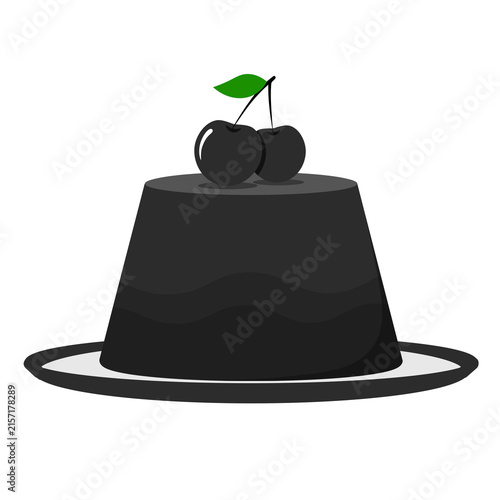 Foto black cute pudding icon flat design