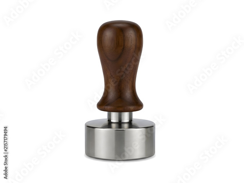 Coffee tamper with wooden handle isolated on transparent background