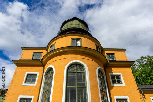 Photography Stockholm Observatory building with round dome against sky