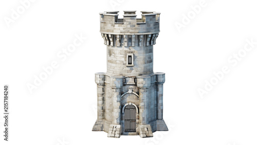 Fotografie 3d rendering of a stone tower with a circular top and large door