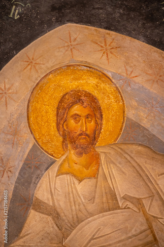 Obraz na plátně mural paintings and mosaics inside of an acient church
