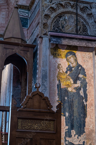 Obraz na plátně mural paintings and mosaics inside of an acient church