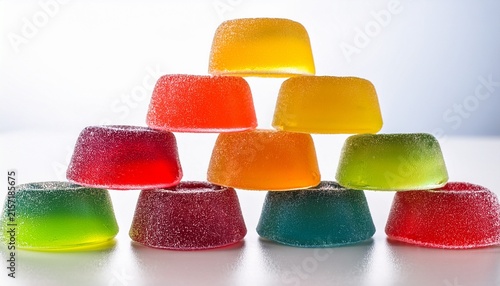 jelly sweet flavor fruit candy dessert colorful on white background