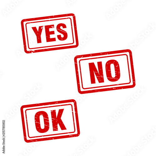 Red yes no ok stamps on transparent background