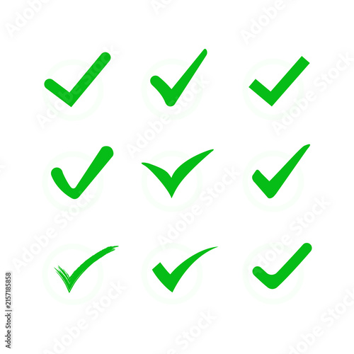 Fotografie Green Checkmarks on Transparent Background for Approval and Validation