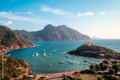 Scenic coastal view of Girolata village and bay in France 2024