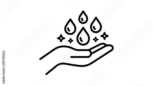 Clean hand icon with falling water drops