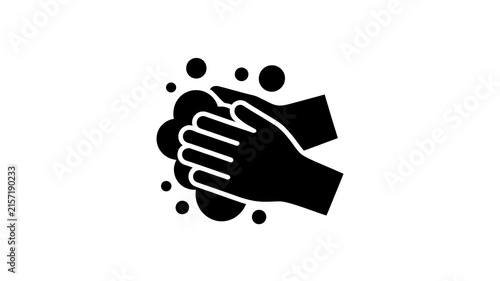 Black icon of hands washing with soap foam
