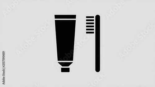 Black toothbrush and toothpaste tube icon