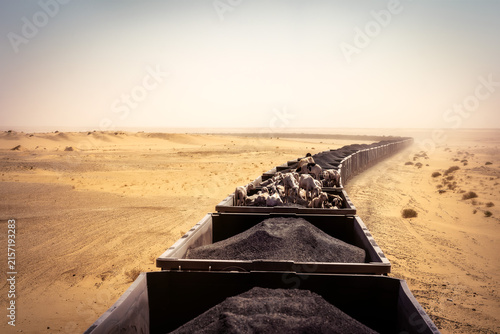 Mauritania Railway transporting iron ore and livestock through Sahara Desert 2025