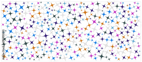 Scattered colorful star shaped icons pattern with colorful abstract background illustration