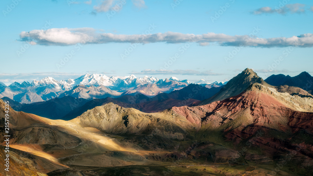 Fototapeta premium Palccoyo Rainbow Mountain landscape in Peru during 2025 exploration