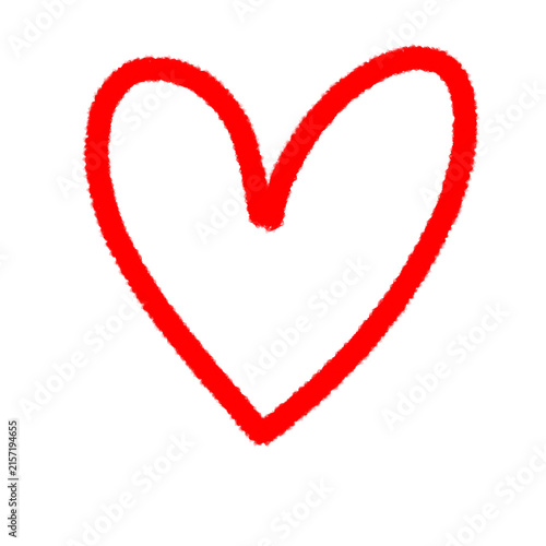 Hand Drawn Red Heart Outline on Transparent Background. Chalk Texture Red Heart Symbol Icon. Minimalist Red Heart Line Art Graphic