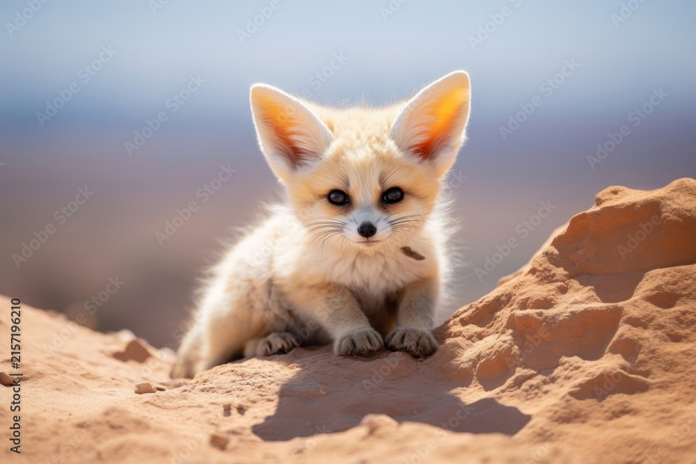 Naklejka premium Cute fennec fox wildlife animal mammal.