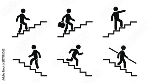 Business Professionals Climbing Career Steps Illustration. Success and Progressi