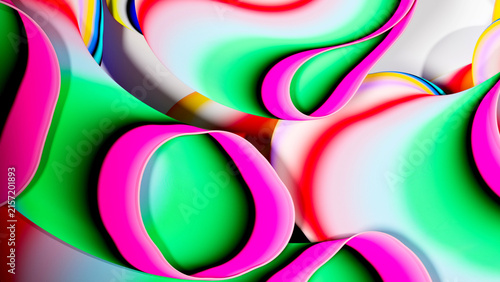 фотографія 3d render of abstract art, 3d background of surreal circles, ropes on a curve, w