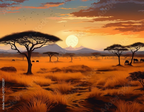 savannah natural landscape ai generated