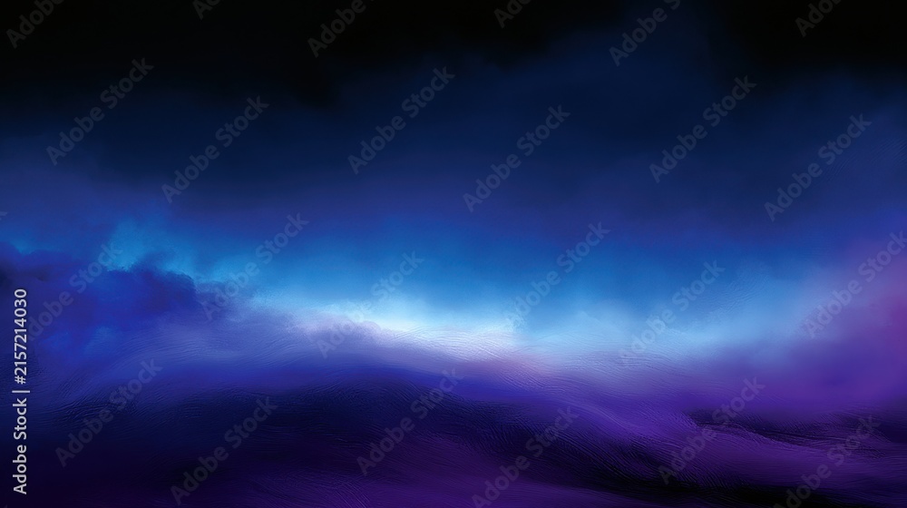 Naklejka premium Blue Purple Glowing Fog Wave: Abstract Mist and Color Smoke Backdrop