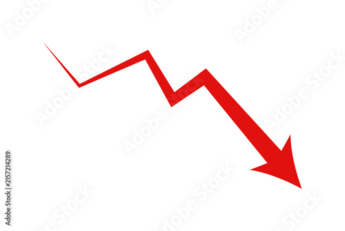 Konstfotografi Red arrow showing a downward trend line indicating financial loss or business de