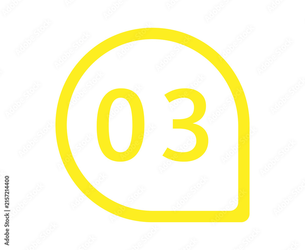 Obraz premium Yellow number three icon inside a circular speech bubble shape for web and print design
