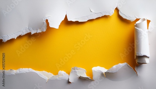 torn white paper with a vivid yellow backdrop