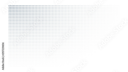 Grid of small dark blue dots on a black background, forming a rectangular shape that fades towards the bottom right corner of the