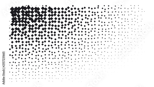 Grid of dark blue diamond shapes on a black background, forming a rectangular pattern that fades towards the bottom right corner of