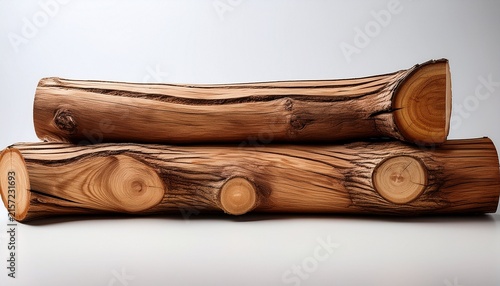 wooden logs on a white backdrop