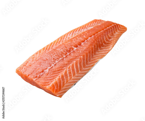 Fresh Raw Salmon Fillet Isolated on White Background