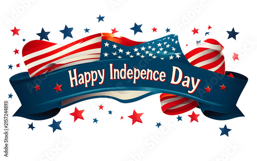 Creative flat vector artwork featuring a traditional scroll with Happy Independence Day lettering designed for national holiday greetings and patriotic events Isolated on transparent background PNG