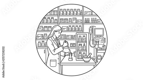 Scientist conducting laboratory research illustration.