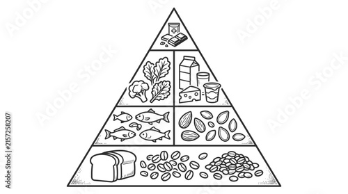 Basic food pyramid for balanced diet.